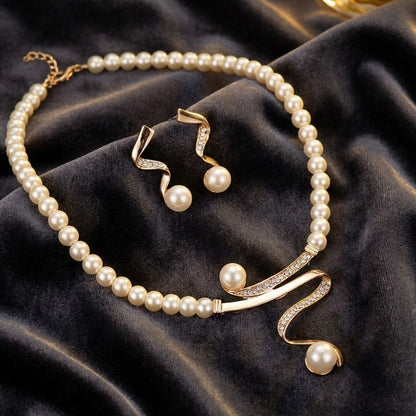 Elegant Natural Collar de Perlas Set
