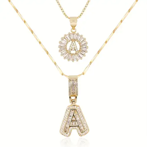 Pave letter initial set de collares | Oro