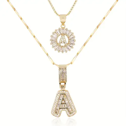 Pave letter initial set de collares | Oro