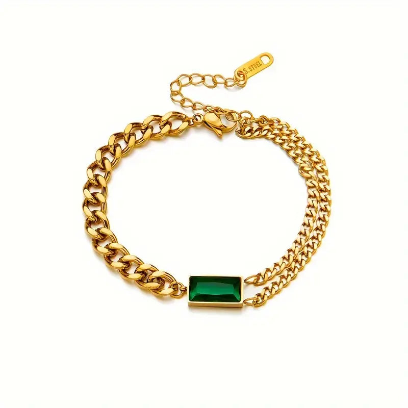 Oro Esmeralda Bar Chain Pulsera