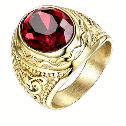 Oro Rubí Engraved Anillo