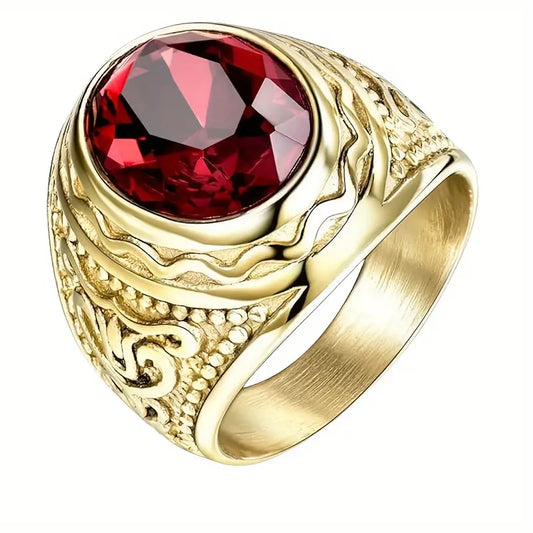 Oro Rubí Engraved Anillo