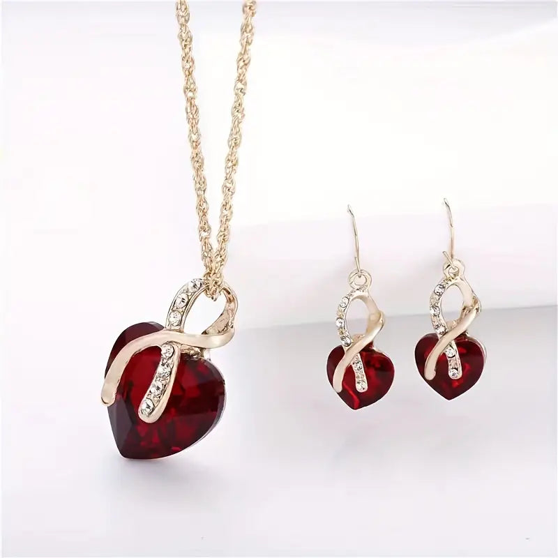Oro Rubí Twisted Corazón Set de Joyas