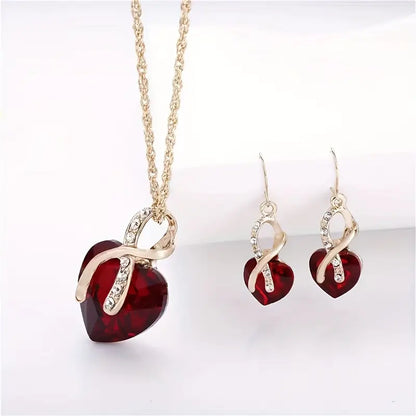 Oro Rubí Twisted Corazón Set de Joyas
