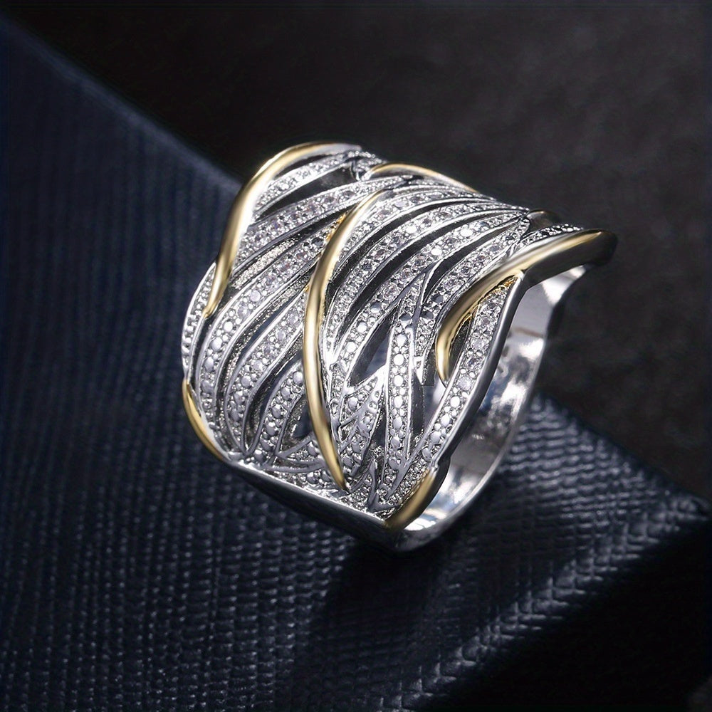 Plata and Oro Woven Band Anillo