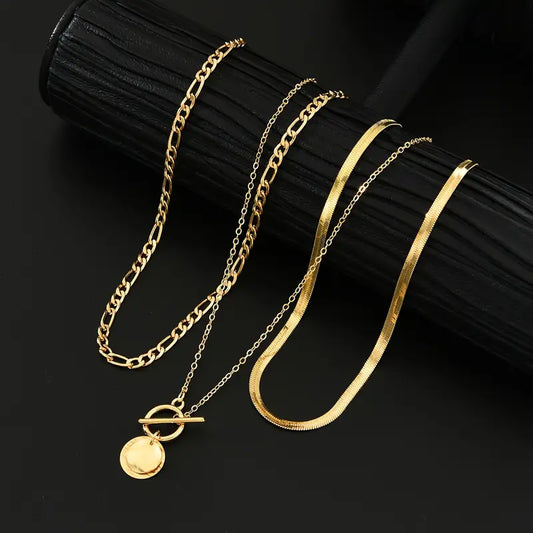 Savira Textured Coin Layered Collar | Oro