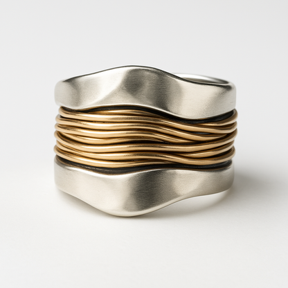 Plata Golden Threads Anillo