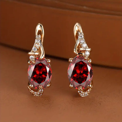 Crimson Twilight Aretes Colgantes | Oro