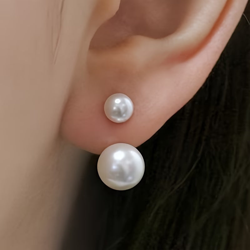 Double Perla Statement Aretes