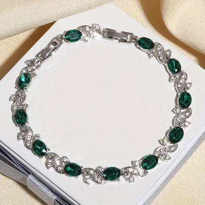 Plata Esmeralda Vintage Link Pulsera
