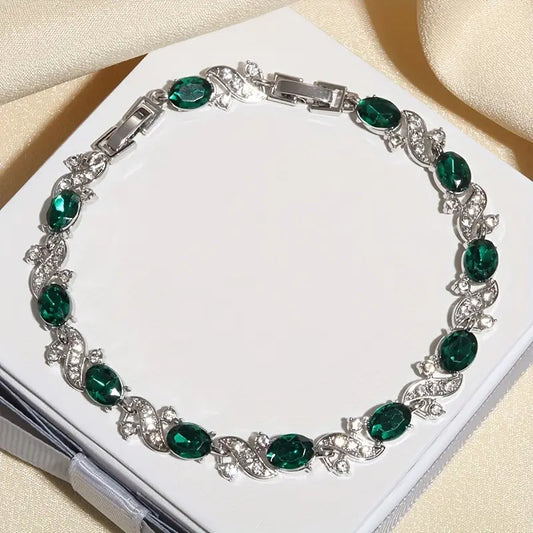 Plata Esmeralda Vintage Link Pulsera