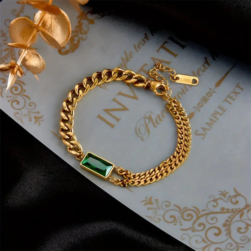 Oro Esmeralda Bar Chain Pulsera