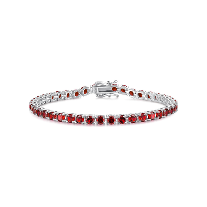 Rubí Pulsera Tenis | Blanco Oro