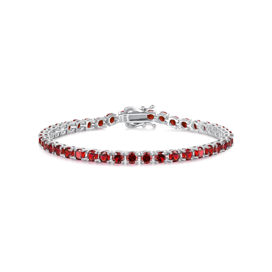 Rubí Pulsera Tenis | Blanco Oro