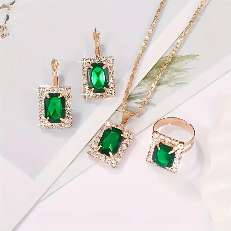 Sylvara Greenveil Set de Joyas | Blanco Oro