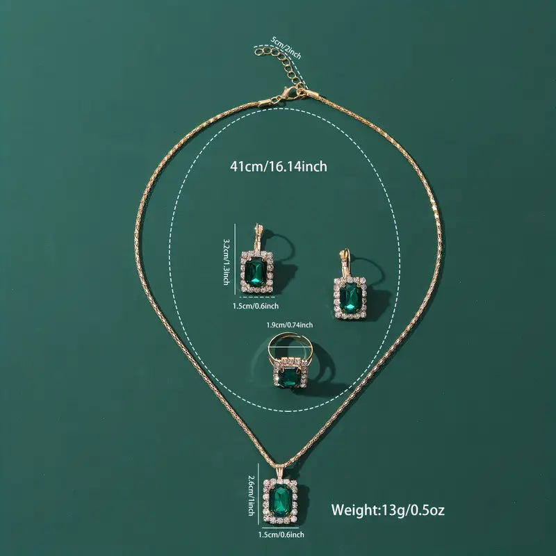 Sylvara Greenveil Set de Joyas | Blanco Oro