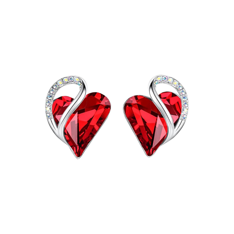 Infinity Corazón Rubí Aretes | Blanco Oro