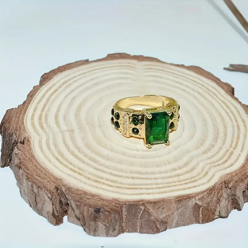 Oro Esmeralda Geometric Anillo