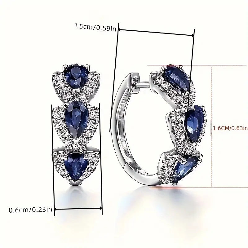 Royal Zafiro Crest Aretes | Blanco Oro
