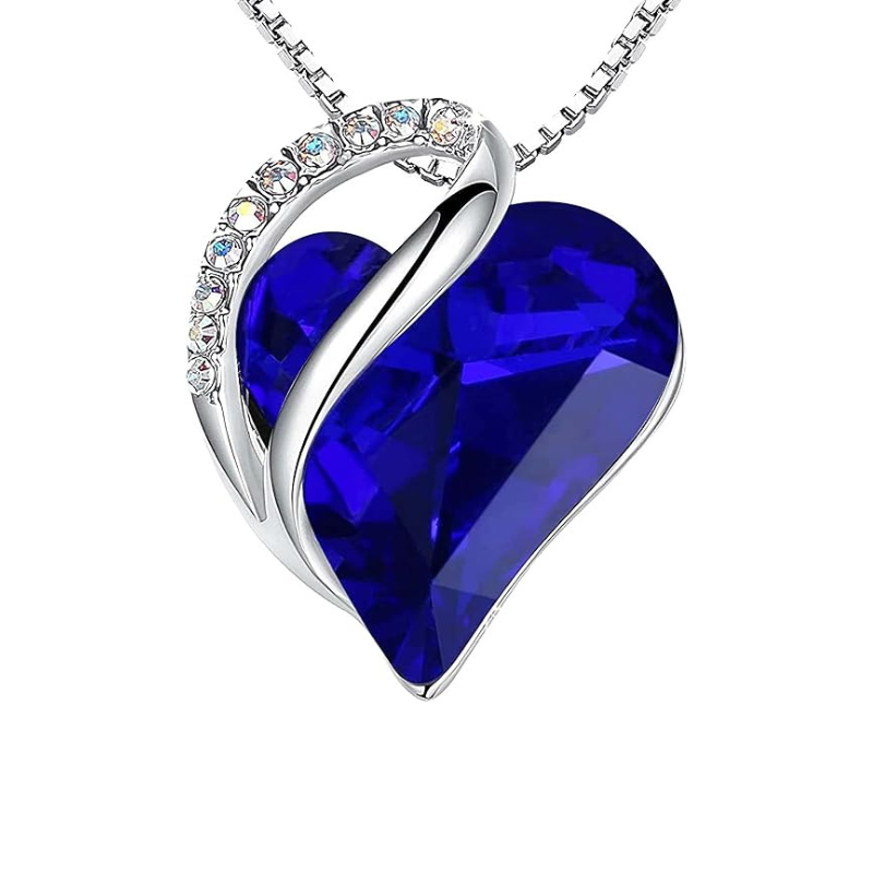 Plata Zafiro Corazón Collar