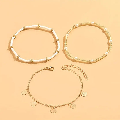 Coastal Dije 3-Piece Layered Anklet Set | Oro