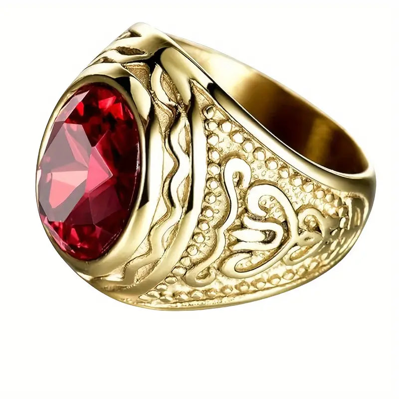 Oro Rubí Engraved Anillo