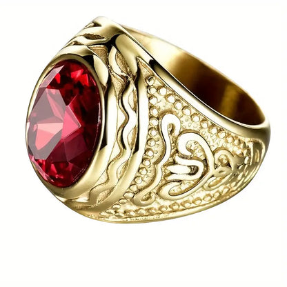 Oro Rubí Engraved Anillo