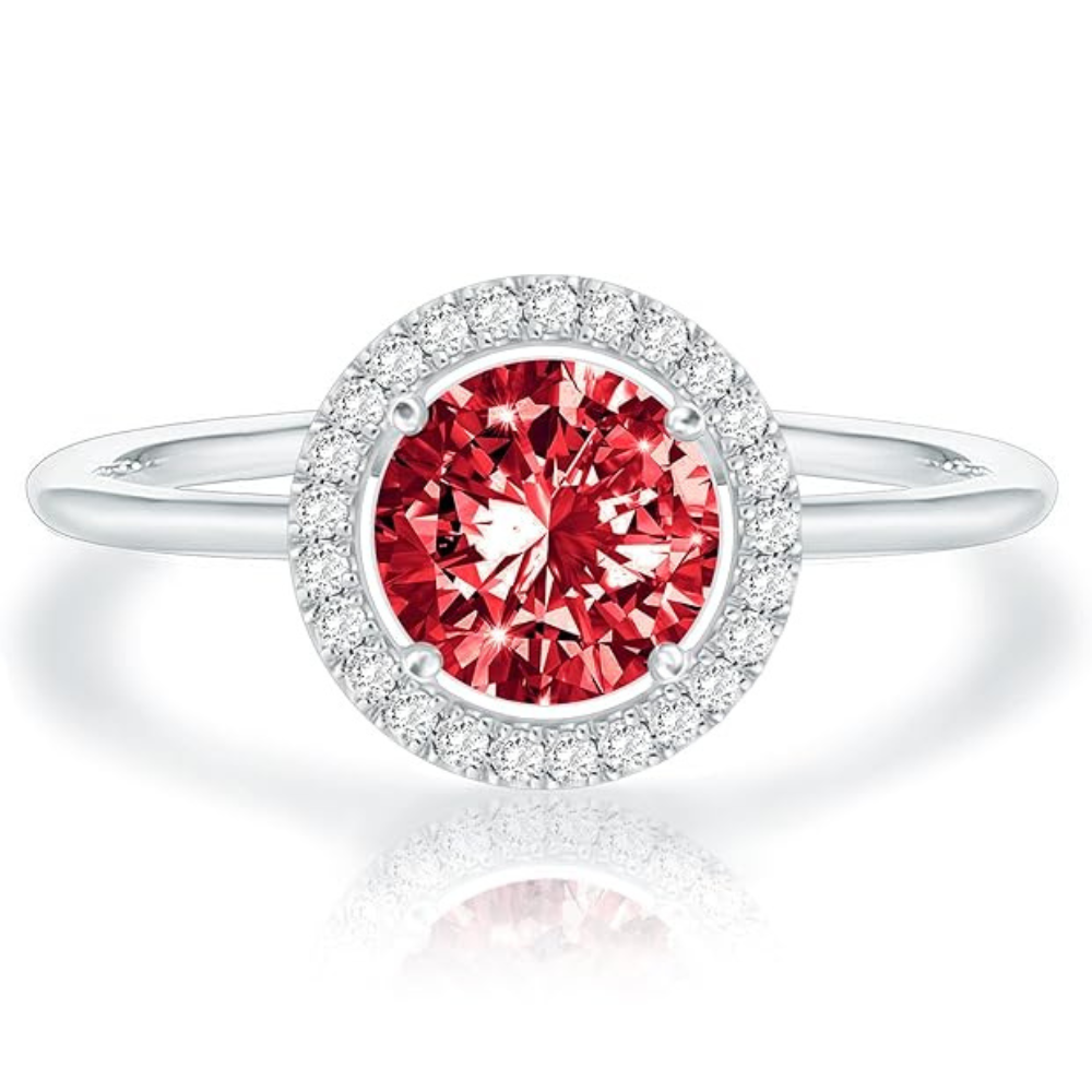 Crimson Glow Promise Rubí Anillo | Blanco Oro