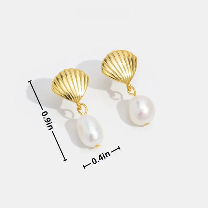 Oro Shell Aretes de Perlas
