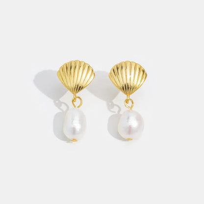 Oro Shell Aretes de Perlas