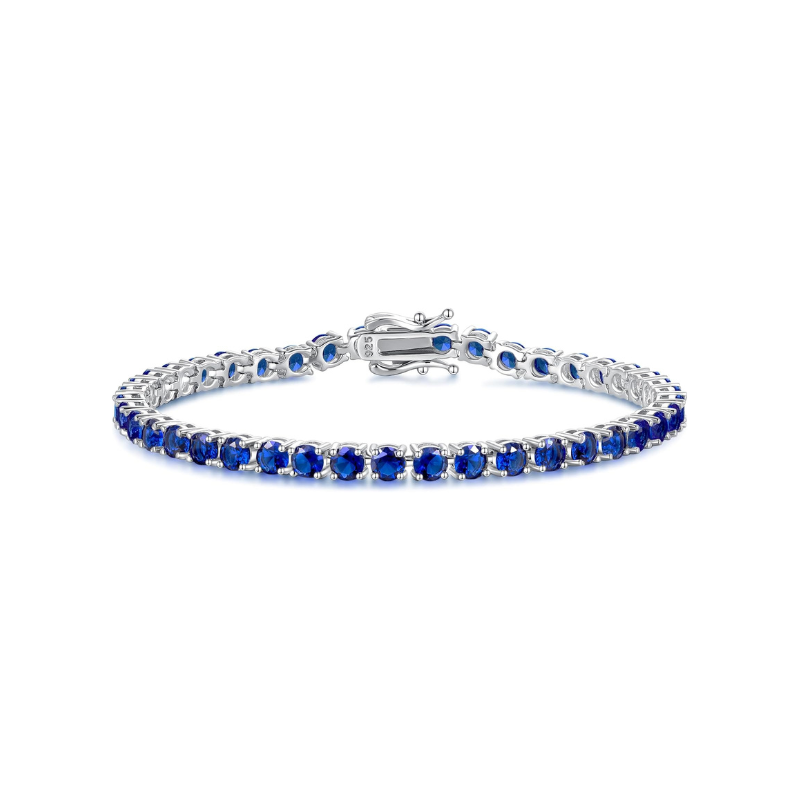 Zafiro Pulsera Tenis | Blanco Oro