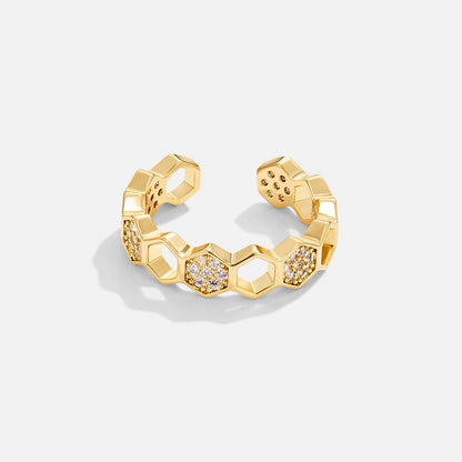 Oro Geometric Open Anillo
