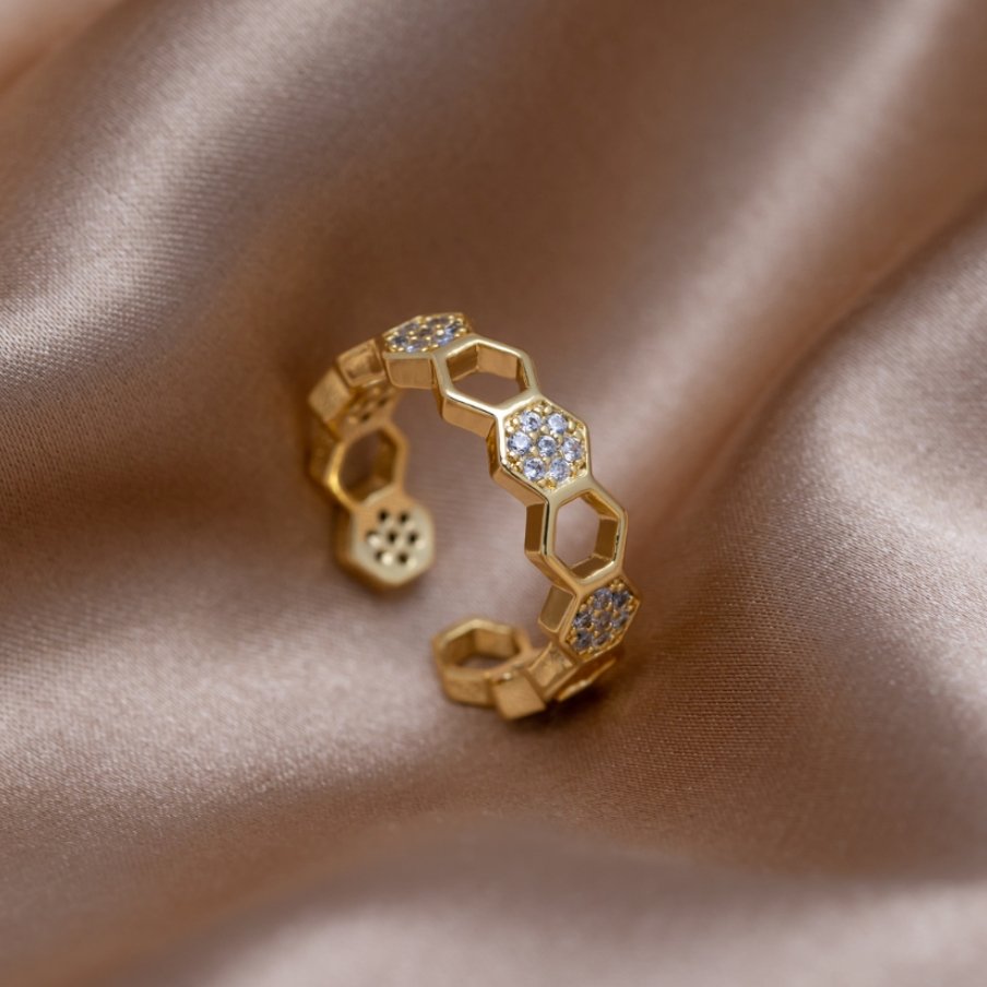 Oro Geometric Open Anillo