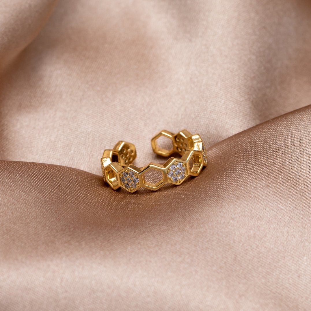 Oro Geometric Open Anillo