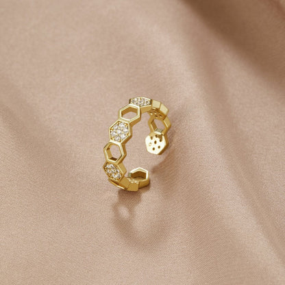Oro Geometric Open Anillo