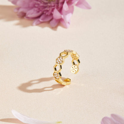 Oro Geometric Open Anillo
