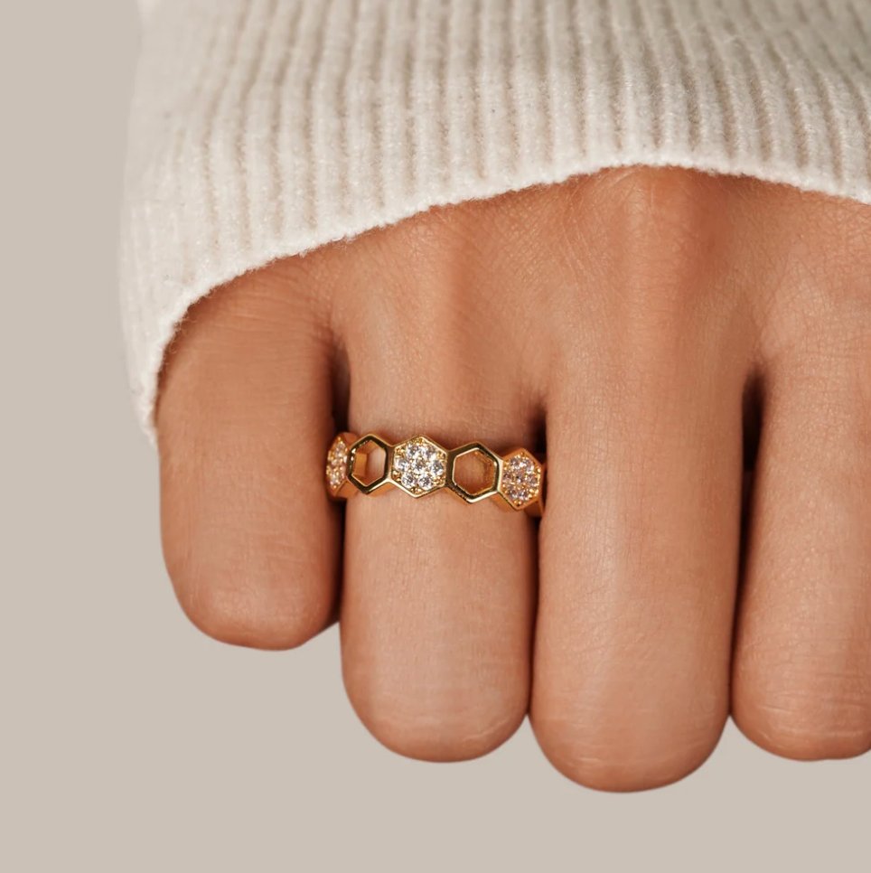 Oro Geometric Open Anillo
