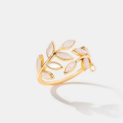 Oro Leaf Motif Anillo