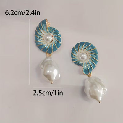 Seashell Aretes de Perlas