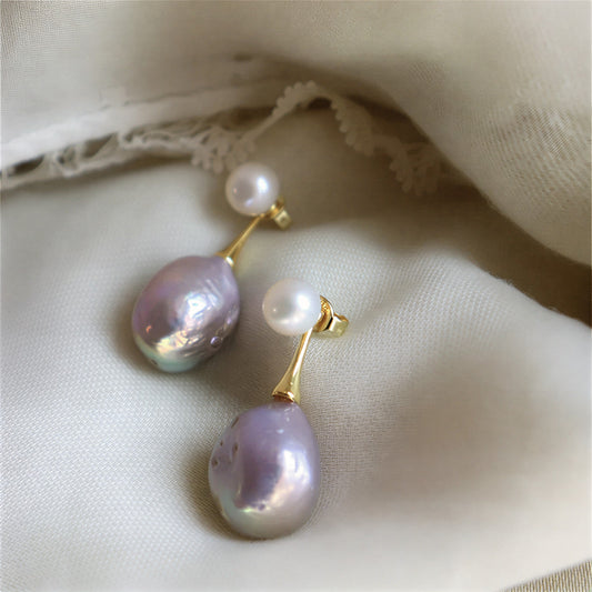 Exquisite Lilac Aretes de Perlas