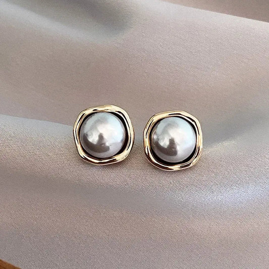 Premium Black Perla Aretes de Botón
