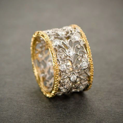 Plata and Oro Ornate Band Anillo