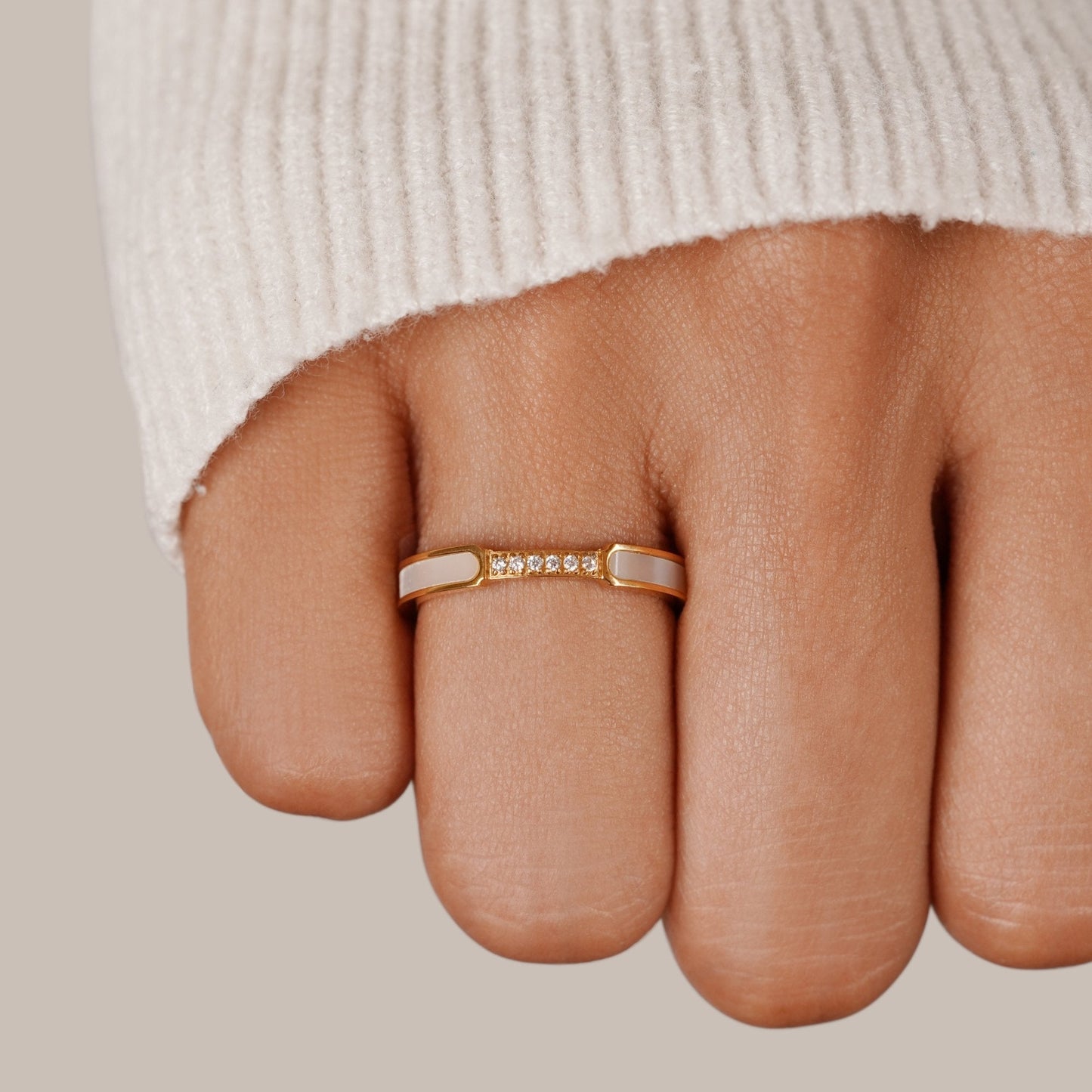 Oro Inlay Band Anillo