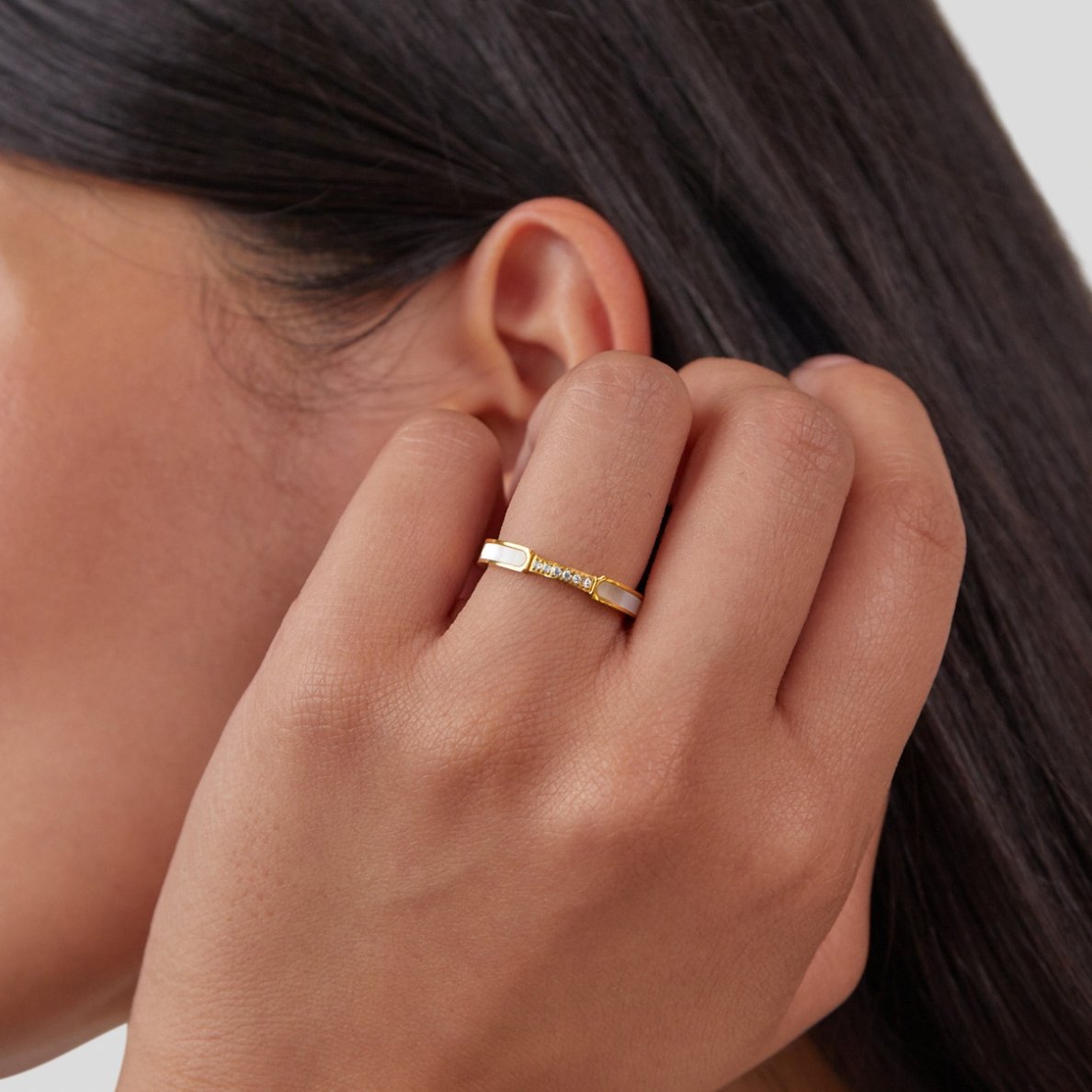 Oro Inlay Band Anillo
