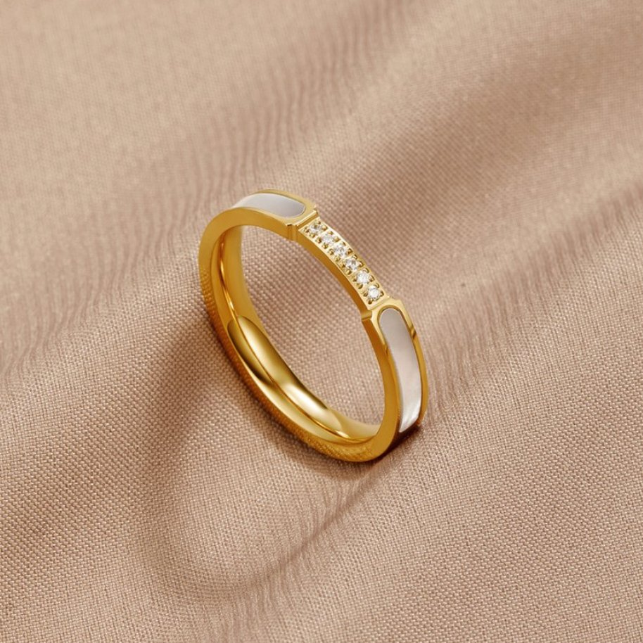 Oro Inlay Band Anillo