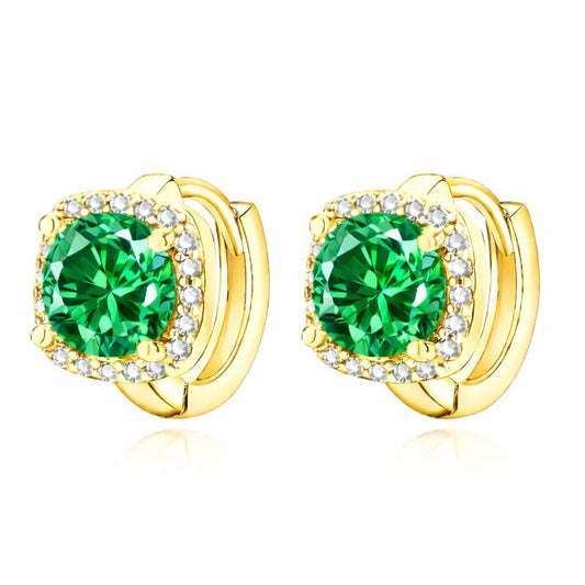 Oro Esmeralda Halo Aretes de Aro