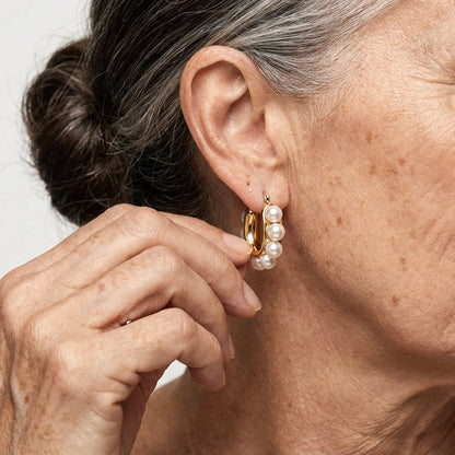 Perla Cluster Aretes de Aro