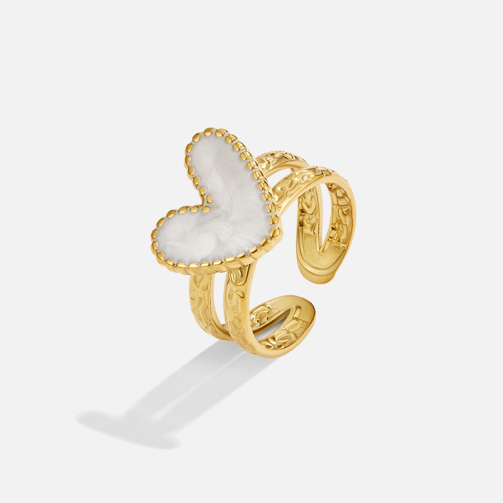 Oro Corazón Motif Anillo