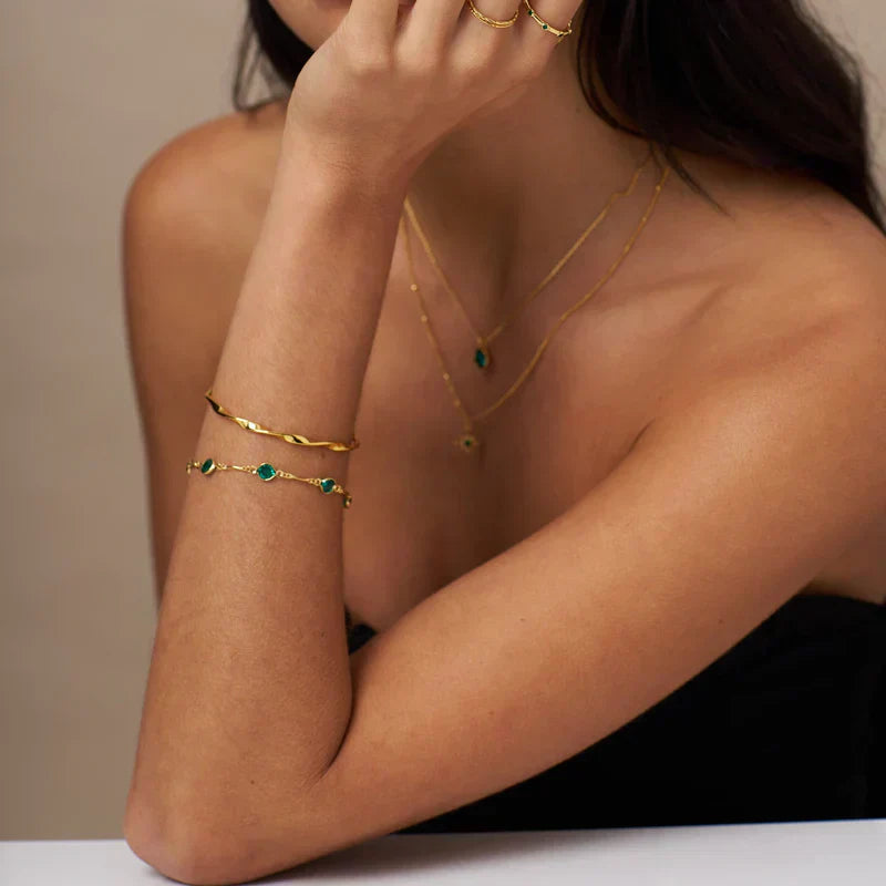 Esmeralda Link Chain Pulsera | Oro