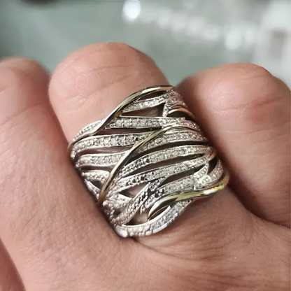 Plata and Oro Woven Band Anillo
